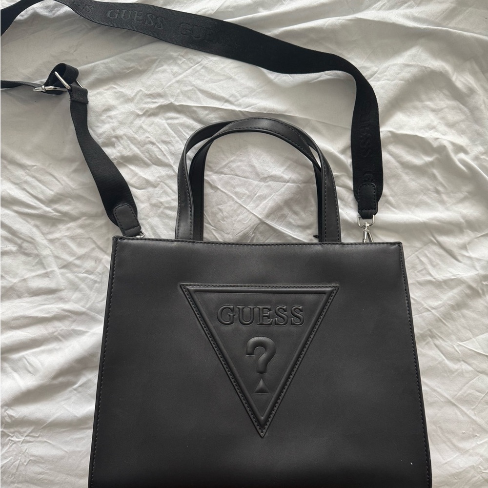 Guess Black Structured Tote Bag with Adjustable Strap